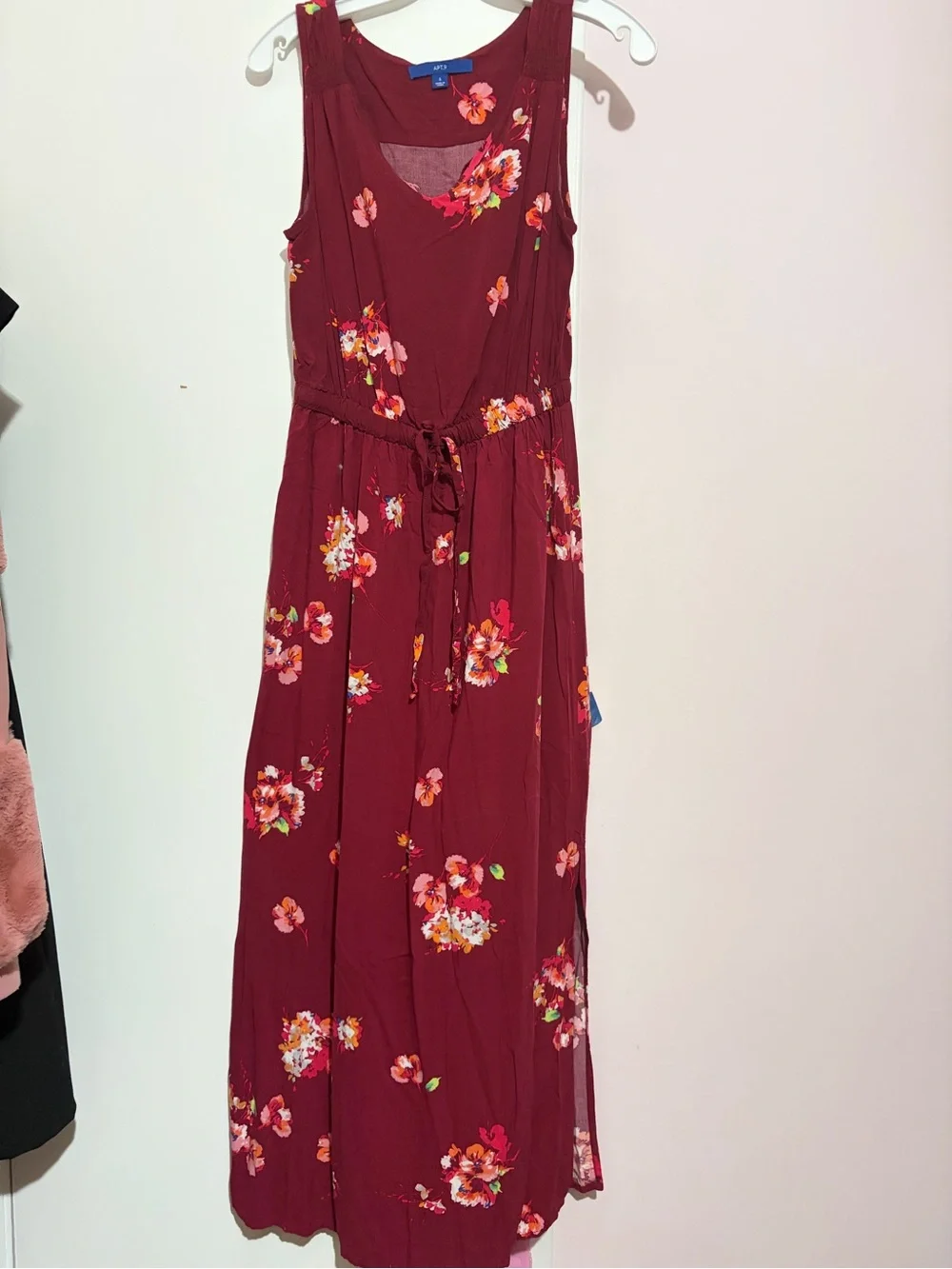 Apt. 9 Burgundy Floral V-Neck Sleeveless Maxi Dress - Picture 2 of 13